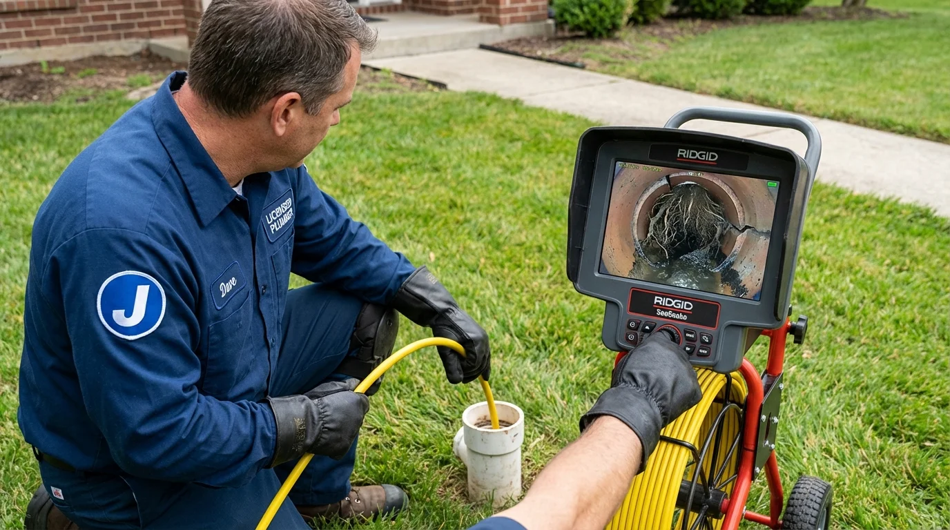 Sewer camera inspection being performed by Johns Plumbing LLC in Monterey