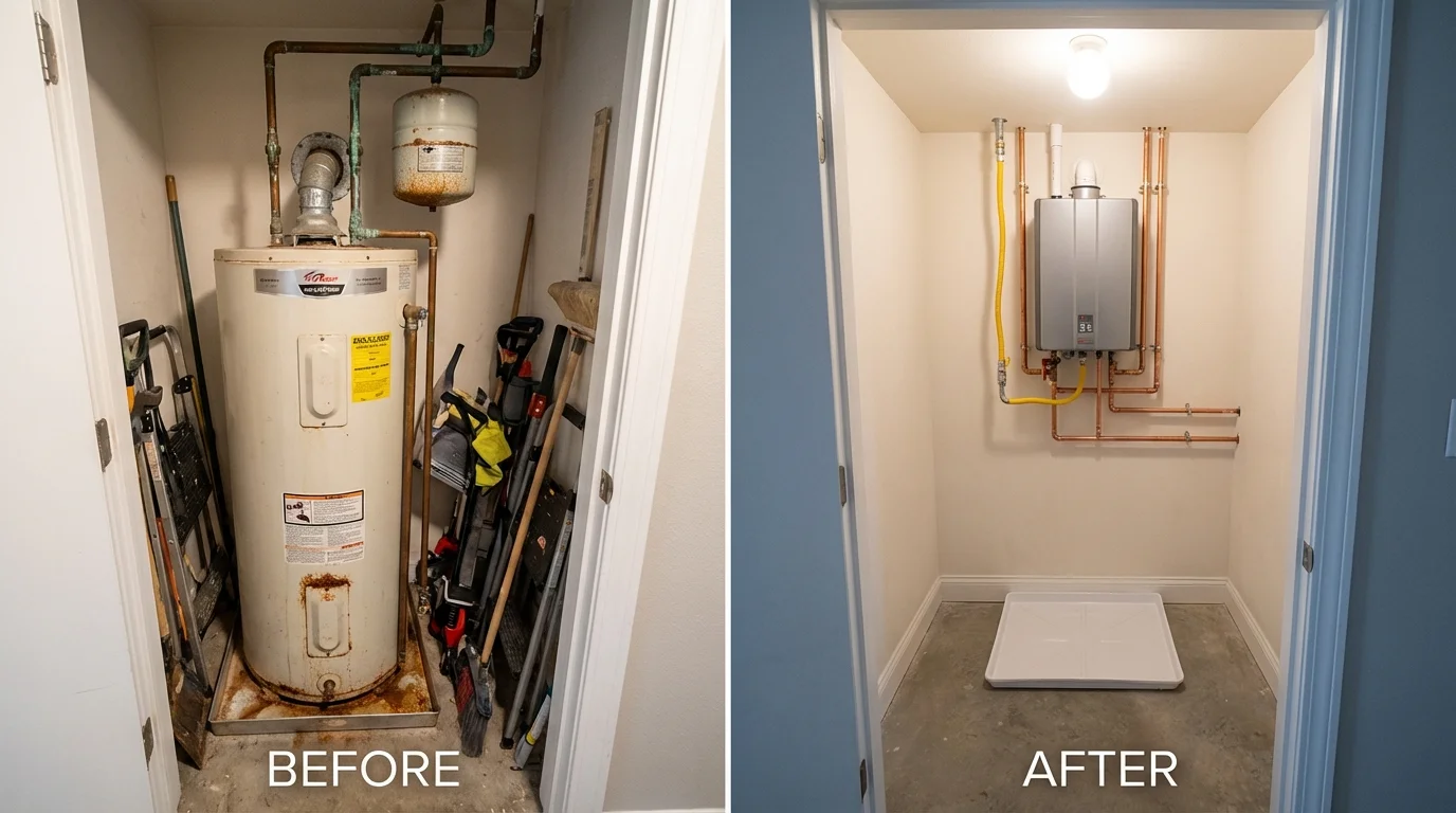 Tank water heater versus wall-mounted tankless unit comparison for Monterey, VA homeowners